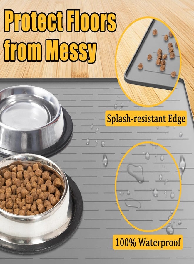 Goldleaf 1.5MM Super Thick Dog Food Mat, 48"x32" Silicone Dog and Cat Mats for Food and Water Bowls, Waterproof Pet Feeding Mat for Contain Spills Protects Floors, Multiple Colors & Sizes for Pets, Light Gray - Image 5